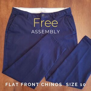 Free Assembly Women Flat Front Chinos Blue Size 10